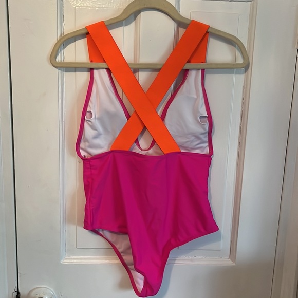 BRAND NEW, NEVER WORN SHEIN pink and orange 1-piece - Picture 2 of 2